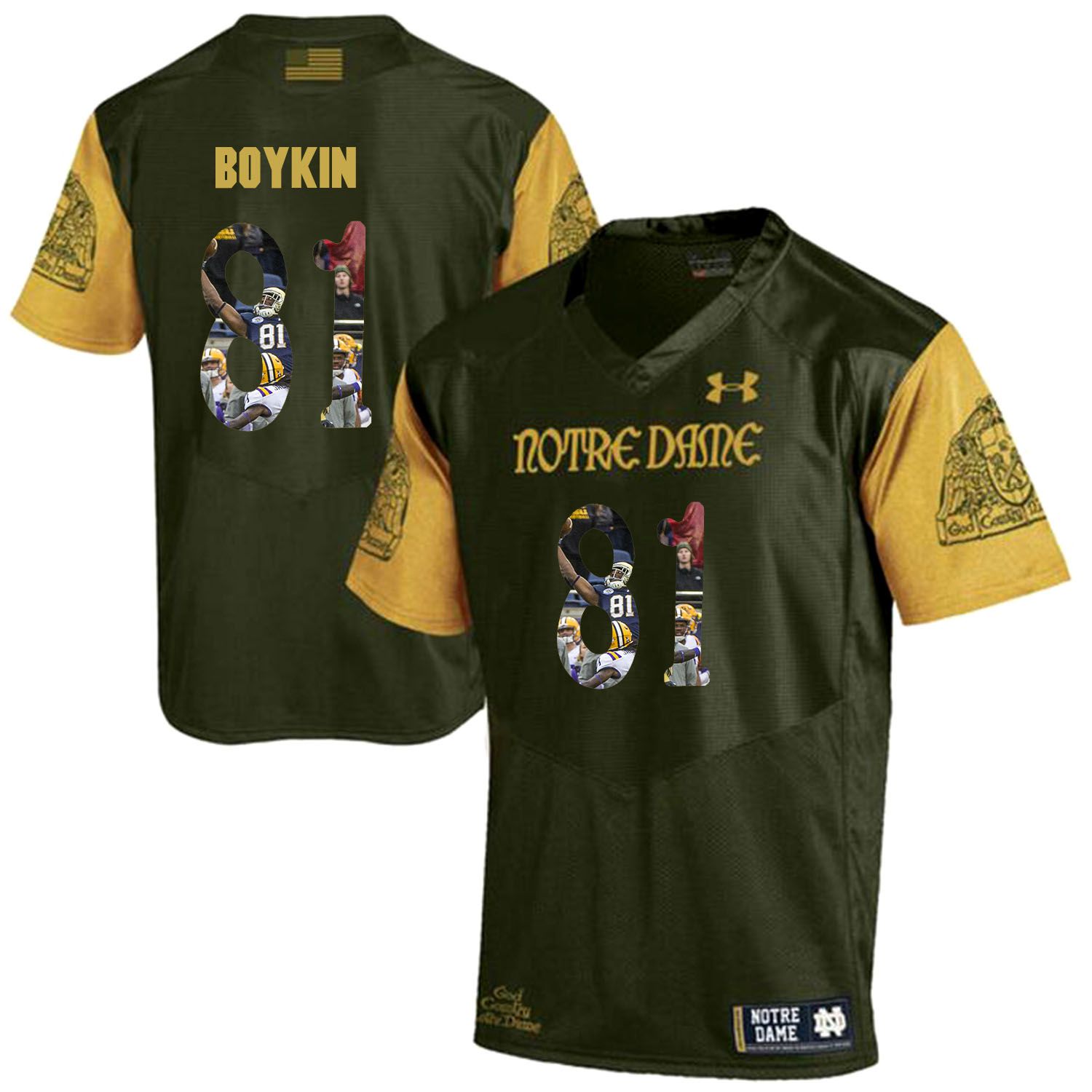 Men Norte Dame Fighting Irish 81 Boykin Green Fashion Edition Customized NCAA Jerseys
